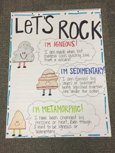 a poster with some writing on it that says, let's rock i'm igneous