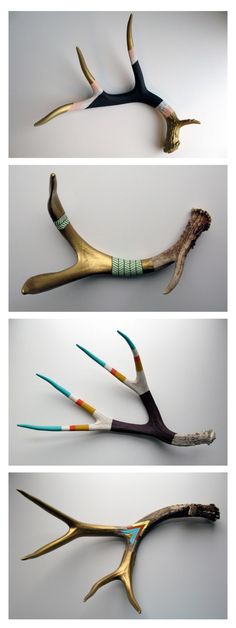 four different types of toothbrushes that have been made to look like antelope