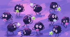 an image of cartoon stars with eyes and hands on purple background, for children's wallpaper