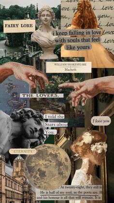 collage of images with words and pictures on them, including hands reaching for something