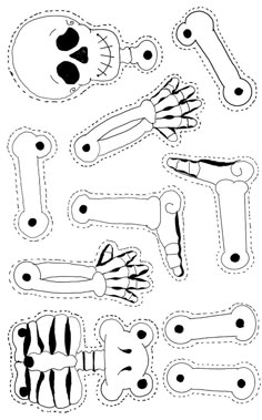 the cut out pattern shows bones, bones and bones for children to learn how to make