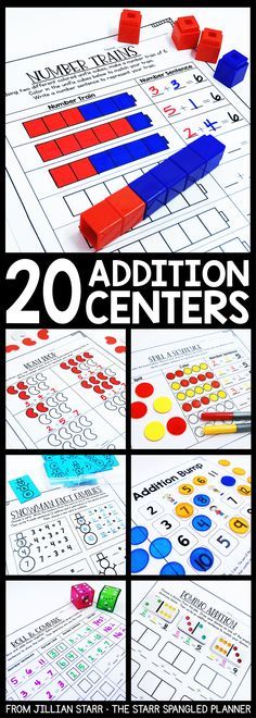 an image of a poster with numbers and letters on it, including the word addition centers