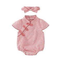 Introduce your little girl to style and comfort with Girls Plaid Romper with Matching Headband. This adorable ensemble is perfect for full-month parties, casual outings, and everyday play. The set includes a plaid-patterned romper and a matching headband, making it a fashionable outfit for your baby girl. The plaid pattern fabric or floral fabric adds a touch of timeless fashion to the romper, ensuring your baby girl looks stylish at any event. Designed with convenience in mind, the romper is ea Fitted Plaid Sets For Spring, Cute Gingham Bubble Romper For Spring, Playful Gingham Bubble Romper For Spring, Spring Gingham Bubble Romper For Playtime, Cute Spring Gingham Bubble Romper, Cute Fitted Gingham Sets, Family Matching Cotton Bubble Romper For Spring, Plaid Cotton Bubble Romper For Summer, Summer Plaid Cotton Bubble Romper