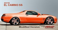 an orange sports car is shown in this advertisement for the 2010 el camino ss