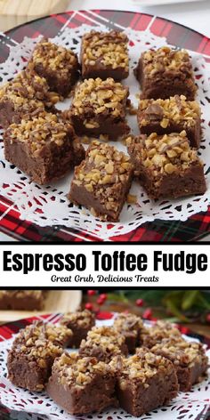 espresso toffe fudge brownies on a plate