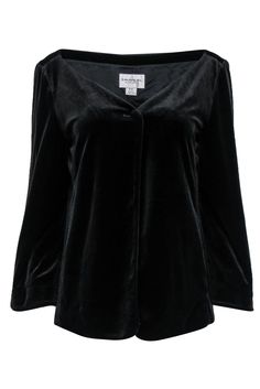 Current Boutique-Emanuel Ungaro - Black Velvet Wide Neck Button-Front Jacket Sz 8 Elegant V-neck Evening Outerwear, Elegant Velvet Blazer For Night Out, Chic Velvet Blazer For Night Out, Elegant Velvet Outerwear With Buttons, Elegant Velvet Blazer For Evening, Elegant Velvet Blazer With Buttons, Elegant Velvet Evening Blazer, Elegant Velvet Evening Outerwear, Elegant Evening Velvet Outerwear