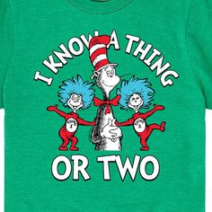 Dr. Seuss - I Know A Thing Or Two - Toddler And Youth Short Sleeve Graphic T-Shirt - Celebrate the essence of Dr. Seuss's Dr. Seuss with officially licensed apparel featuring unique designs crafted exclusively by Hybrid Apparel. Each piece brings beloved characters, iconic imagery, and memorable moments to life, offering Dr. Seuss fans a one-of-a-kind way to showcase their passion. Dr Seuss Tshirts, Dr Seuss Day Shirts Kids, Dr Seuss Shirt, Dr Seuss Characters, Dr. Seuss Shirts, Mischievous Cat, Captain America Shield, Dr. Seuss Svg, Marvel Captain America