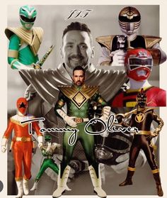 a collage of the power rangers and their character names are featured in this image