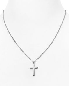 Bloomingdale's Sterling Silver Polish Cross Necklace, 16" - 100% Exclusive Classic Stainless Steel Necklace With Polished Finish, Nickel-free White Gold Classic Necklaces, Nickel-free Classic White Gold Necklaces, Nickel-free White Gold Classic Necklace, Classic White Gold Necklace Nickel-free, Classic White Gold Nickel-free Necklace, Modern Necklaces With Cross Pendant As Gift, Modern Necklaces With Cross Pendant For Gift, Modern Cross Pendant Necklaces As Gift