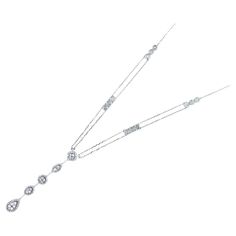 18 Karat White Gold 3.50 ctw Diamonds of G Color/VS Quality 20 inches length White Gold Pendant, American Modern, Lariat Necklace, Drop Necklace, Pave Diamonds, Halo, Jewelry Necklaces, Diamonds, White Gold