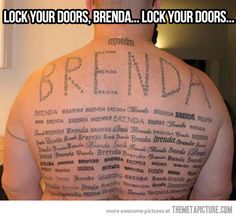 Lock your doors, Brenda… OMG so creepy Brenda Tattoo, Tattoo Main, See Tattoo, Epic Tattoo, Tattoo Fails, Robin Wright, Bad Tattoos, Sendai, Name Tattoo