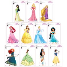 the disney princesses are all dressed up in their dresses