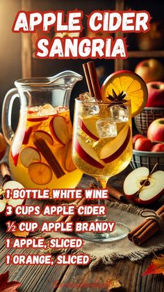 an apple cider sangria recipe with apples and cinnamon