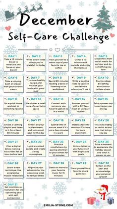 I am hosting a December health challenge. A simple selfcare challenge to embrace the end of the year and set yourself up for stamina and strength heading into the new year. DM for information on this wellness workshop .We are in this together. Self Care Calendar, Selfcare Challenge, December Challenge, Self Care Challenge, Wellness Workshop, 31 Day Challenge, Practicing Self Love, Self Confidence Tips