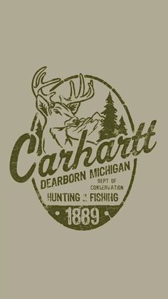 the logo for caribot's dearborn michigan hunting and fishing, 1908