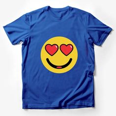 Heart Eyes Smiley Face T-Shirt, Cute Love Emoji Graphic Tee, Yellow Happy Shirt for All Ages Male T-Shirt Custom graphic T-Shirt.Customize your color Playful Graphic Print T-shirt For Valentine's Day, Fun Heart Graphic Crew Neck T-shirt, Fun Crew Neck T-shirt With Heart Graphic, Blue Graphic Tee With Heart Graphic, Funny Graphic Print T-shirt For Valentine's Day, Playful Valentine's Day Crew Neck T-shirt, Playful Crew Neck T-shirt For Valentine's Day, Valentine's Day Fun Short Sleeve T-shirt, Fun Short Sleeve T-shirt For Valentine's Day