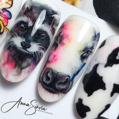 Animals Nails, Animals Painting, Diy Techniques And Supplies, 3d Nail Art Designs, Nail Art Designs Images, Painting Animals, Animal Nail Art, Water Color Nails