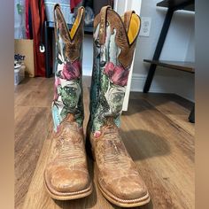 Size 9 Women’s Tin Haul “Cactilicious” Boots. Worn Once! Open To Offers! Casual Multicolor Snip Toe Boots, Tin Haul, Tin, Women Shoes, Boots, Women Shopping, Color