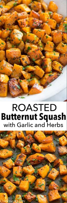 roasted butternut squash with garlic and herbs