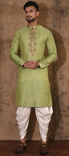 Green color Dhoti Kurta in Poly cotton fabric with Embroidered, Sequence, Thread work Pista Green Cotton Churidar With Resham Embroidery, Green Cotton Kurta With Embroidered Border, Pista Green Cotton Churidar With Zari Work, Pista Green Bollywood Cotton Kurta, Festive Pista Green Cotton Kurta, Transitional Green Cotton Churidar, Pista Green Cotton Salwar Kameez With Embroidered Border, Cotton Salwar Kameez With Motifs For Diwali, Diwali Cotton Salwar Kameez With Motifs