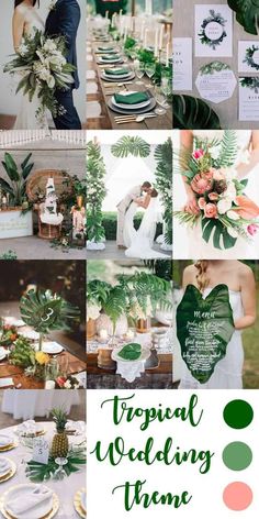 tropical wedding theme with greenery and flowers