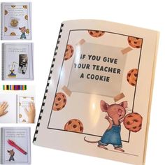 an open book with pictures and instructions on how to give your teacher a cookie