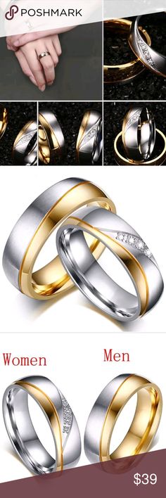 Unisex wedding band 18k over stainless steel Brand new AAA Cubic zirconia chips Jewelry Rings Womens Wedding Bands, Womens Jewelry Rings, Wedding Band, Silver Gold, Wedding Bands, Cubic Zirconia, Jewelry Rings, Rings For Men, Chips