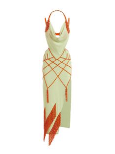 THE ATTICO ''Tulip'' green and orange long dress Orange Long Dress, Orange Long Dresses, Dorothy Dandridge, Long Dress For Women, The Attico, Dress Inspo, Looks Chic, Long Dresses