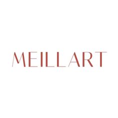 the word,'mellart'is written in red on a white background