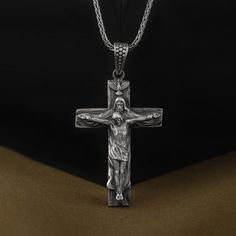 Father Son and the Holy Spirit on Cross Necklace, Holy Trinity God, Son and the Holy Spirit Pendant, 925 Sterling Silver Christian Jewelry  ✅ Beautifully crafted pendant  ✅ High-quality materials for durability  ✅ Detailed and intricate design pendant necklace  ✅ Makes a thoughtful gift for someone special    ★Item Details  * Gender: Male / Female  * Material: 925 Sterling Silver  * Finish: Oxidized / Polished / Gold Plated  * Pendant Weight: 10.50 Grams  * Pendant Diameter: 2.70 - 4.00 Cm / 1.0 Spiritual Sterling Silver Crucifix Jewelry, Classic Silver Crucifix Jewelry, Stamped 925 Crucifix Necklace For Gift, Spiritual Sterling Silver Crucifix Necklace, Silver 925 Stamped Crucifix Jewelry, Sterling Silver Crucifix Necklace In Spiritual Style, Sterling Silver Spiritual Crucifix Necklace, Silver Sterling Silver Crucifix Necklace, Antique Silver Sterling Silver Cross Necklace