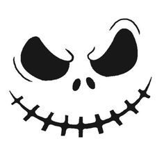 a black and white drawing of a jack - o'- lantern face with teeth