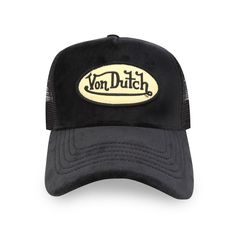 Nwt Von Dutch Black Velvet Trucker Hat This Classic Snapback Trucker Hat By Von Dutch Features Black Velvet With The Iconic Logo Patch On Front, Black Breathable Mesh Rear Von Dutch Hat, Von Dutch, Vintage Cap, Iconic Logo, Teen Fashion Outfits, Teen Fashion, Black Velvet, Black Suede, Hats For Women