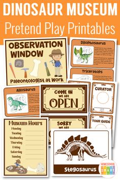 dinosaur museum pretend play printables for kids to learn how to use the dinosaurs