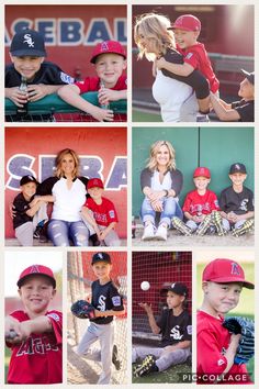 a collage of baseball players and their families