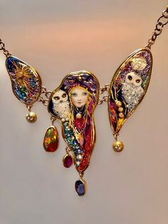 Mona Enamels — Mona Enamels Beach Jewelry Boho, 24 Karat Gold, Owl Necklace, Enamels, Enamel Jewelry, Silver Foil