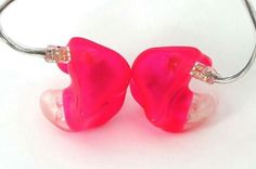 two pink heart shaped glass beads on a silver wire