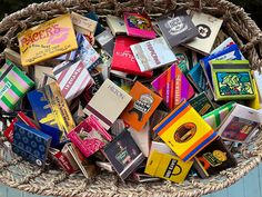 a basket filled with lots of different types of cards