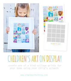 Children's Art Collage Template Set by simpleasthatdigishop Displaying Childrens Artwork, Childrens Art Display, Cuadros Diy, Displaying Kids Artwork, Kids Craft Supplies, Art Display Kids, Childrens Artwork, Kids Art Supplies, Diy Spring