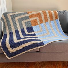 PDF PATTERN: 4 Square Blanket Pattern  💜 Buy 2 Patterns, Get 1 Free by using code "FREEPATTERN" at checkout! 💜 20+ Crochet Blankets Pattern Bundle for $25: https://www.etsy.com/listing/1661134920/crochet-pattern-bundle-lifetime-access?  This is an ad-free printable crochet pattern in a PDF format!  Crochet this cozy 4 Square Blanket to snuggle up in on cold days! If you're looking for a fun and vibrant colour work blanket, and love the moss stitch, then this is the perfect project for you. Thi Blue Blanket Crochet, Moss Stitch Square, Square Blanket Pattern, Crochet Terminology, Granny Blanket, Crochet Stitches Diagram, Crochet Stitches For Blankets, Modern Crochet Patterns, Crochet Blanket Pattern