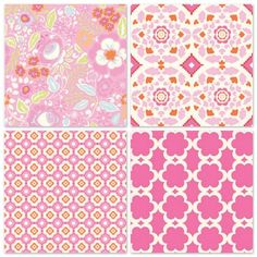 four different patterns in pink and orange