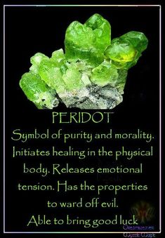 Bring Good Luck, Peridot Crystal, Gemstone Meanings, Les Chakras, Crystal Magic, Crystal Meanings, Mineral Stone