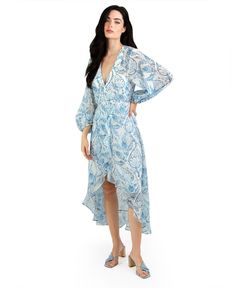 in stock Elegant Light Blue Flowy Dress, Feminine Blue Long Sleeve Maxi Dress, Feminine Long Sleeve Blue Maxi Dress, Light Blue Spring Daywear Dress, Light Blue Elegant Dress For Day Out, Elegant Light Blue Dress For Day Out, Feminine Blue Dresses For Vacation, Chic Flats, Cascading Ruffles