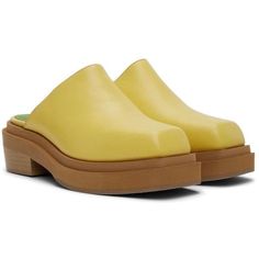 Stand Out In These Absolutely Gorgeous Yellow Eckhaus Latta “Zoe Clogs”. I Absolutely Love These Clogs But They’re Just Too Big On Me (I’m A Us Size 9, These Are More 9.5-10). Fair/Worn Condition. Original Box Included! #Clogs #Eckhauslatta #Chunkyshoe Spring Almond Toe Slip-on Clogs, Spring Clogs With Stacked Heel And Square Toe, Casual Square Toe Clogs For Spring, Modern Spring Clogs With Cushioned Footbed, Slip-on Clogs With Removable Insole For Spring, Spring Slip-on Clogs With Rubber Sole, Modern Clogs With Flat Heel For Spring, Yellow Synthetic Mules With Round Toe, Spring Slip-on Clogs With Branded Insole