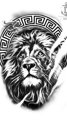 a black and white drawing of a lion with an arrow in it's mouth