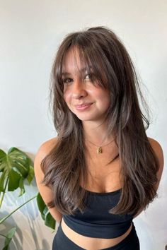 Curtain Bangs Hairstyle Hair Inspiration Long, Layered Haircuts For Medium Hair, Brown Hair Inspo, Hairstyles For Layered Hair, Haircuts For Medium Hair, Long Brown Hair, Haircuts Straight Hair, Long Hair With Bangs, Penteado Cabelo Curto