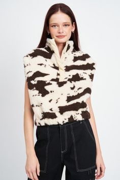 Shop our stylish women's cow print vest with zipper, perfect for adding flair to your outfit. made from 100% polyester for comfort and durability. Cow Print Vest, Brown Cow, Casual Evening, Kimono Dress, Print Pullover, Cow Print, Outerwear Women, Easy Wear, Button Placket