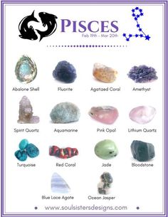 Crystals For Pisces Pisces Gemstones, Pisces Crystals, Pisces Birthstone, Healing Crystals For You, Zodiac Pisces, Magia Das Ervas, Spirit Quartz