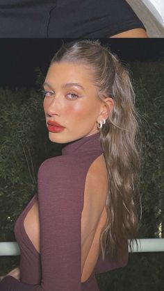 Hailey Beiber Half Up Half Down Hair, Hailey Bieber Hair Half Up Half Down, Zendaya Half Up Half Down Hair, Slick Back With Barrettes, Half Hair Wedding Styles, Half Up Half Down Hair Loose Curls, Hair Inspiration Wedding Guest, Homecoming Hair Brunette, Sleek Back Half Up Half Down Hair