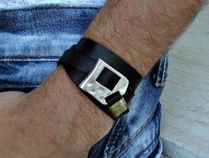 Men's Leather Bracelet, Wrap Bracelet Cuff, Unisex Bracelet, Adjustable to your wrist w03 by GUSFREE on Etsy https://www.etsy.com/listing/236786301/mens-leather-bracelet-wrap-bracelet-cuff Men's Leather Bracelet, Wrap Armband, Leather Bracelets Women, Hippie Bracelets, Black Leather Bracelet, Bracelet Mens, Mens Silver Necklace, Engraved Bracelet, Mens Leather Bracelet