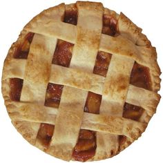 an apple pie is shown on a white background